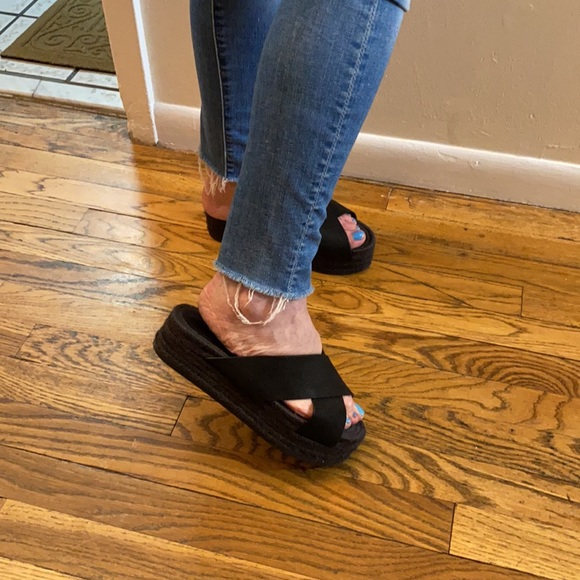 All Saints | NWOB Black Leather Platform Sandals - Picture 11 of 11